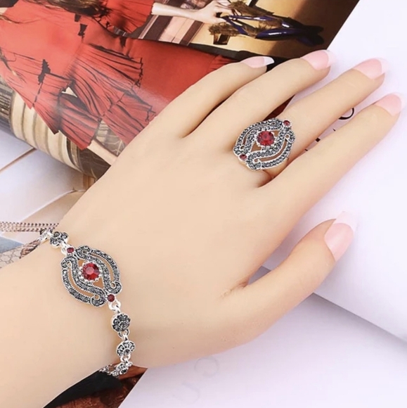 Turkish Vintage Style Jewelry Set forWomen,NEW,4Pcs,Size 7,8,WeddingHandmadeGift - Picture 4 of 7